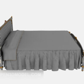 European Grey Wooden Bed 3d model