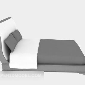 3д модель современной деревянной кровати с серым одеялом
