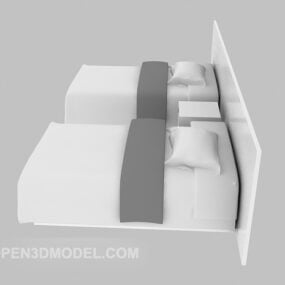 1д модель отеля с двумя односпальными кроватями V3