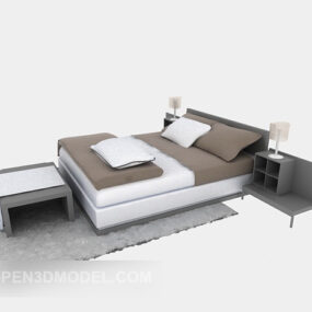 데이 베드 카펫이있는 현대적인 스타일의 침대 3d 모델