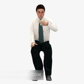 Office Sitting Men Character 3d model