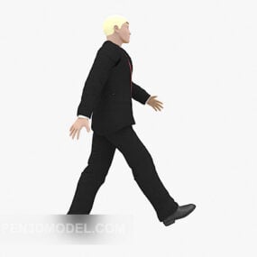 Black Suit Men Walking Character 3d model