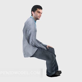 مدل سه بعدی شخصیت مرد اداری نشسته