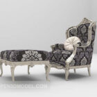 Cadeira de luxo europeia com otomano