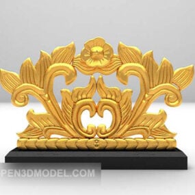 Kultainen kukkamuotoinen koristeellinen 3D-malli