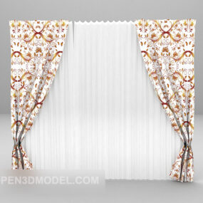 Crushed flower curtain furniture 3d model