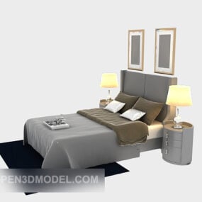 Modern dubbelsäng möbel Svart matta 3d-modell