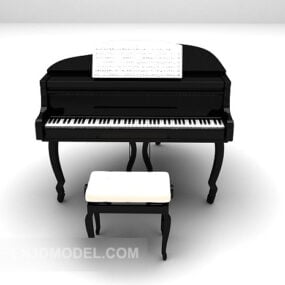 Mô hình đàn piano với ghế 3d