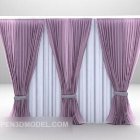 レストランの紫色のカーテンの家具3Dモデル