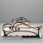 Metal double bed 3d model