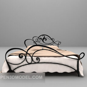 Metal Double Bed Furniture Decor 3d model