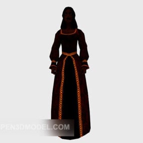 Model 3d Karakter Wanita Rok Panjang Kuno