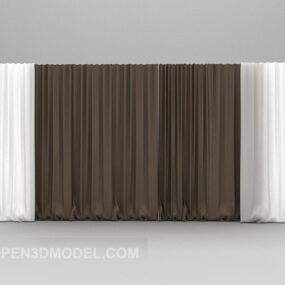 3д модель коричнево-белой шторы