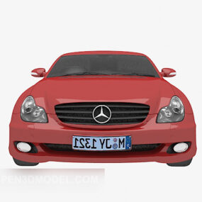 Model 3D samochodu Mercedes Sedan w kolorze czerwonym