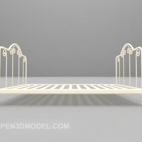 White Single Bed Metal Frame 3d model