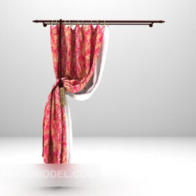 White Red Curtain Furniture 3d model