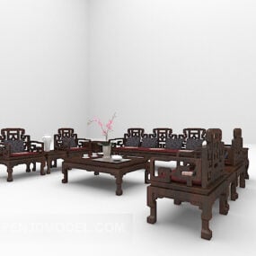 3д модель китайского комбинированного традиционного дивана-стола