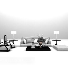 European Grey Combination Sofa Table Set 3d model