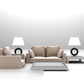 3д модель современной комбинированной бежевой мебели для дивана