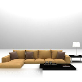 Yellow Multi-seaters Sofa Furniture 3d model