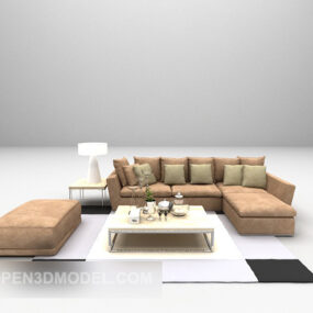 Modern Combination Sofa Brown Color 3d model
