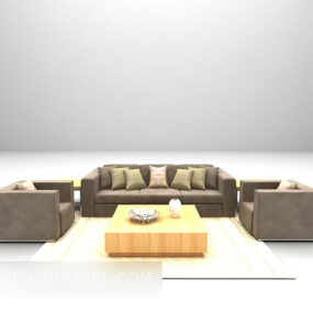 3д модель современного комбинированного дивана с большой полной мебелью