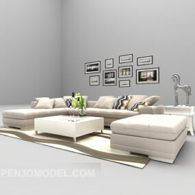 White Sofa Combination Furniture 3d model
