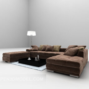 Brun Flersitssoffa soffmöbler 3d-modell