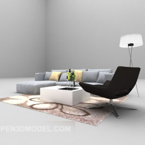 Grey Multi-seaters Sofa Furniture 3d model