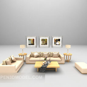 3d-модель сучасного комбінованого дивана з розписом