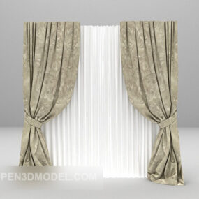 Modern Brown White Curtain Furniture 3d model