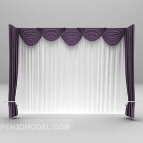 Home Purple White Curtain 3d model