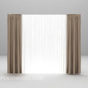 Brown White Grey Curtain 3d model