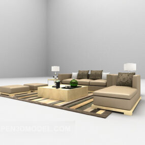 Modern Multi-seaters Brown Sofa Furniture 3d model