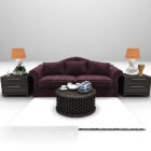 Muebles de sofá doble camel con juego de lámparas