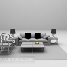 Model 3d Perabot Lampu Meja Sofa berbilang tempat duduk
