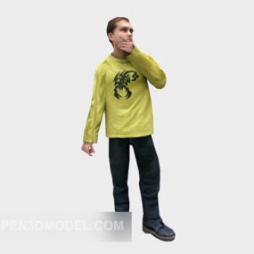 Mannen geel shirt karakter 3D-model