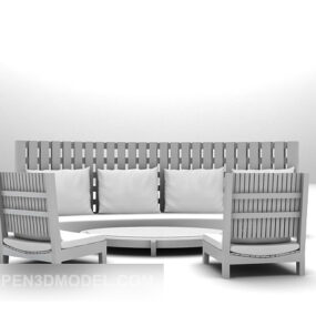 Wood Combination Sofa Grey Painted 3d model