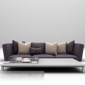 Purple Three-person Sofa Furniture 3d model