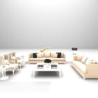 Combinazione divano mobili in pelle beige