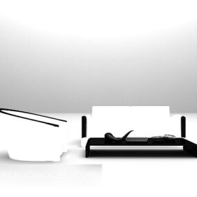 Vit Flersitssoffa soffmöbler 3d-modell