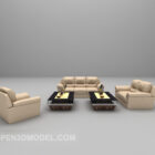 Home Beige Leather Combination Sofa