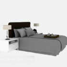 Moderne graue Stoffmöbel mit Doppelbett