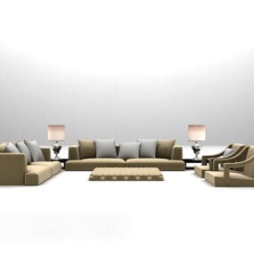 European Family Fabric Sofa 3d model