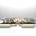 أريكة أوروبية متعددة المقاعد باللون الرمادي