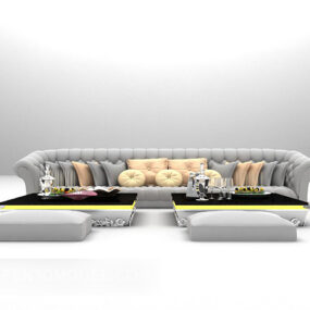 European Multi-seaters Sofa Grey Color 3d model