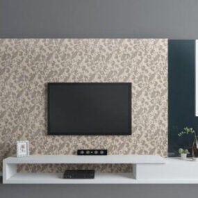 Moderní televizní stěna s 3D modelem pod skříňkou