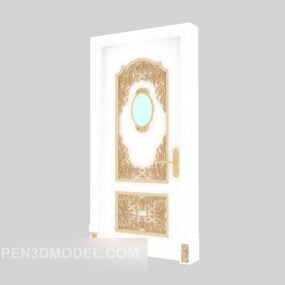 Classic Carving Door White Color 3d model