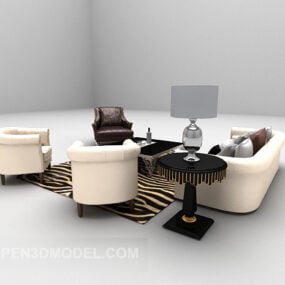 ספה מודרנית בצבע בז' דגם תלת מימד