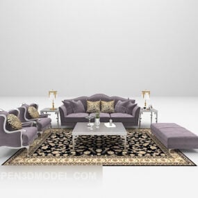 ספה סגולה בהירה דגם תלת מימד בסגנון אירופאי